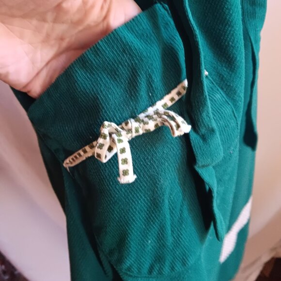 Vintage 1970's Sz 9 Green Peasant Boho German Barmaid Dress Lace-Up Bodice - Picture 5 of 13